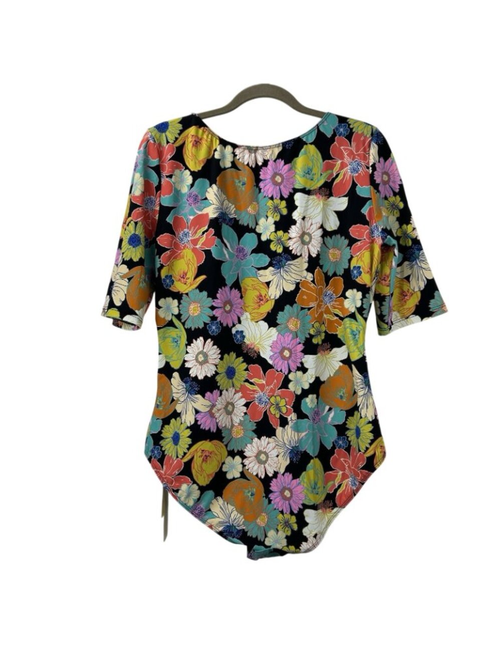 Gottex Modest One-Piece Swimsuit XXL Short Sleeves Round Neck Vibrant Floral NWT - Picture 5 of 15